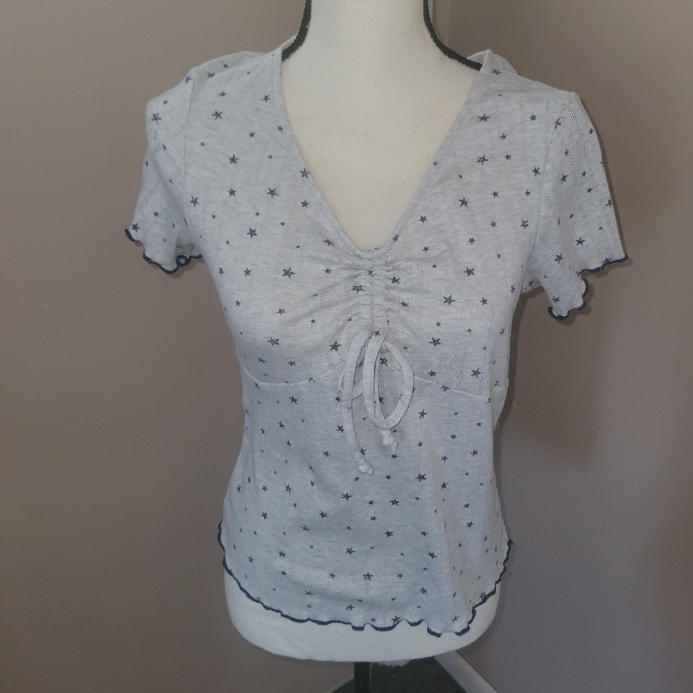 Women's Star Print V-Neck Top